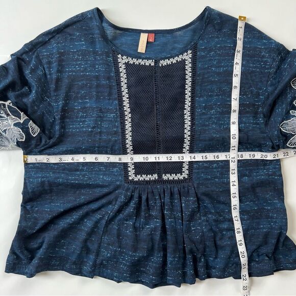 Anthropologie Pilcro Art to Wear Orchid Embroidered Whimsi Cottagecore Blouse S - Picture 7 of 13